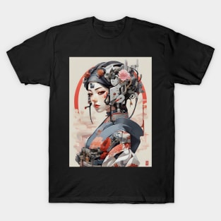 Ukiyo e style cyborg girl T-Shirt